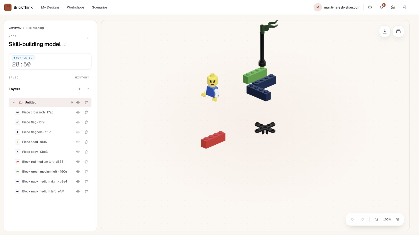 BrickThink dashboard: the remote Serious Play session interface